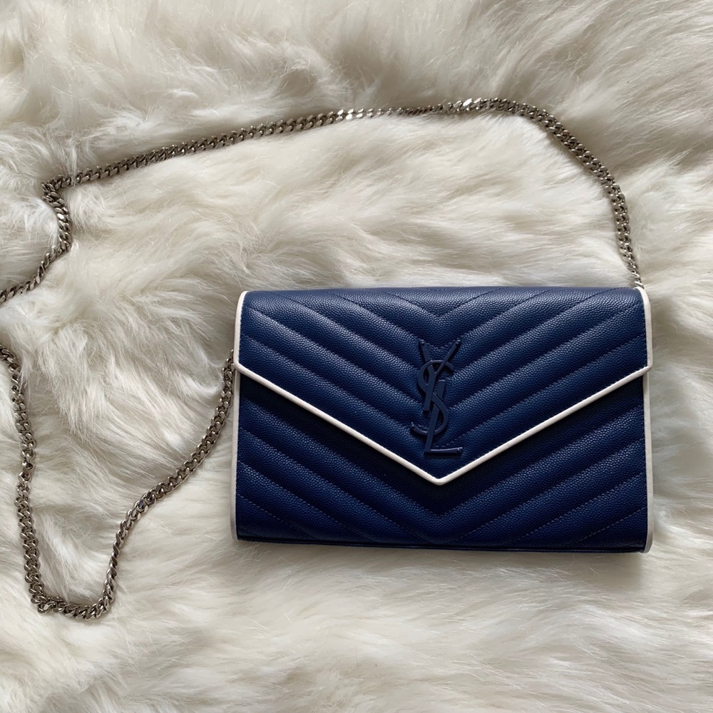 YSL Monogram Envelope WOC Embossed Leather